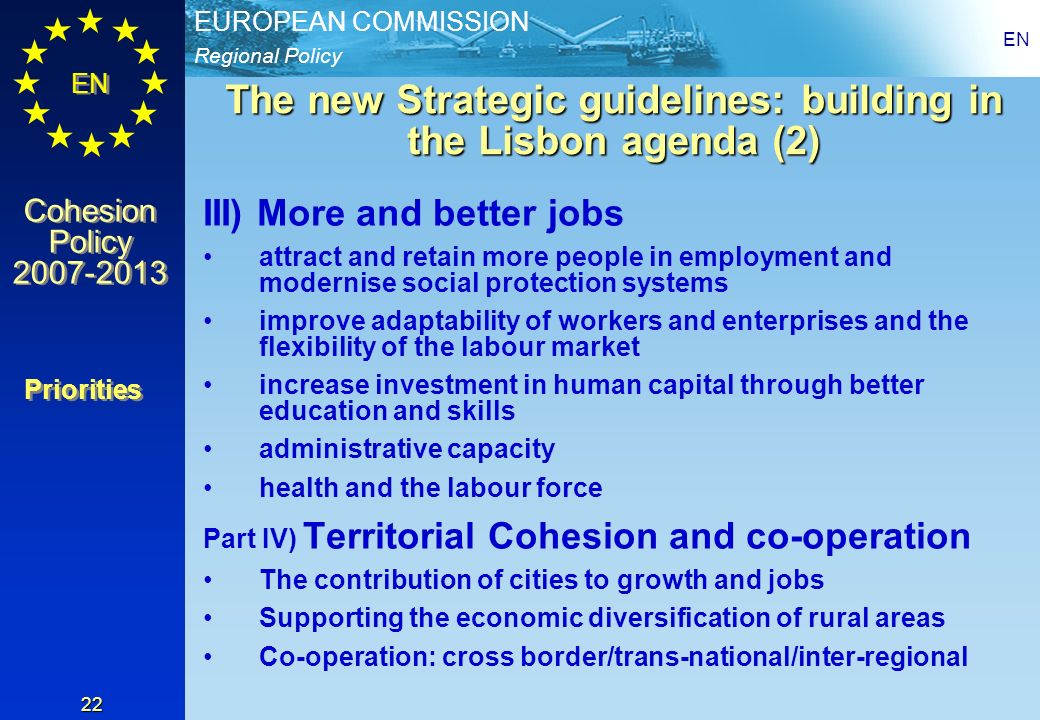 The new Strategic guidelines: building in the Lisbon agenda (2)