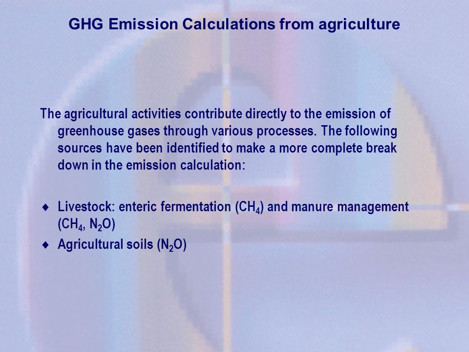 GHG Emission Calculations from agriculture