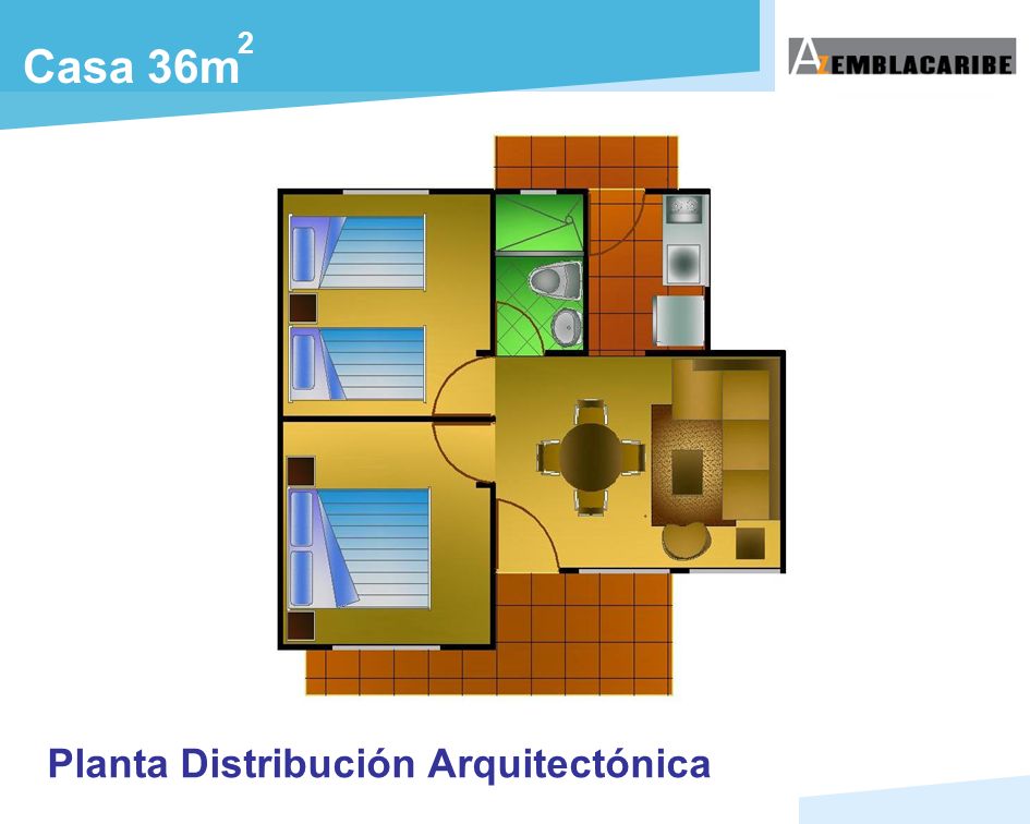 2 Casa 36m Planta Distribución Arquitectónica