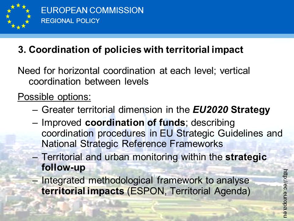 3. Coordination of policies with territorial impact