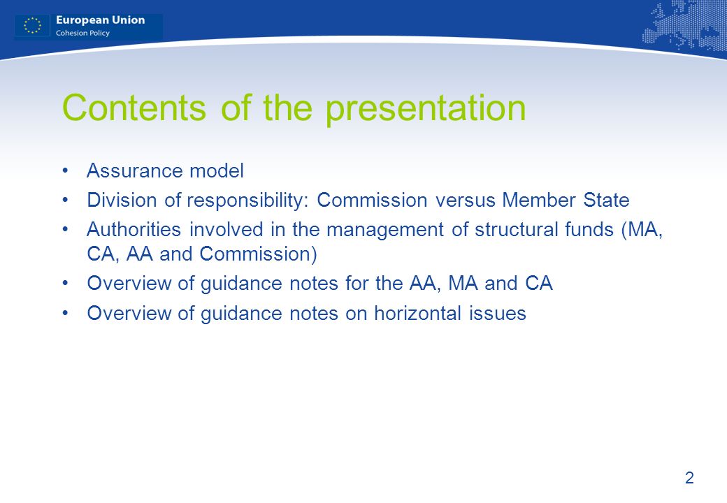 Contents of the presentation