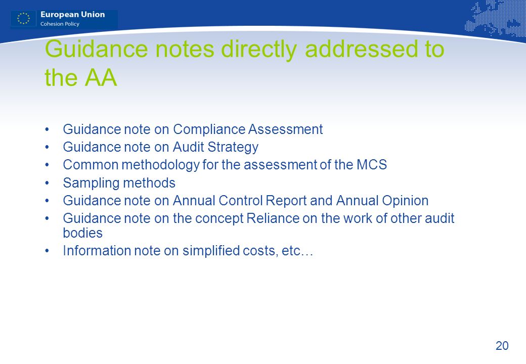 Guidance notes directly addressed to the AA