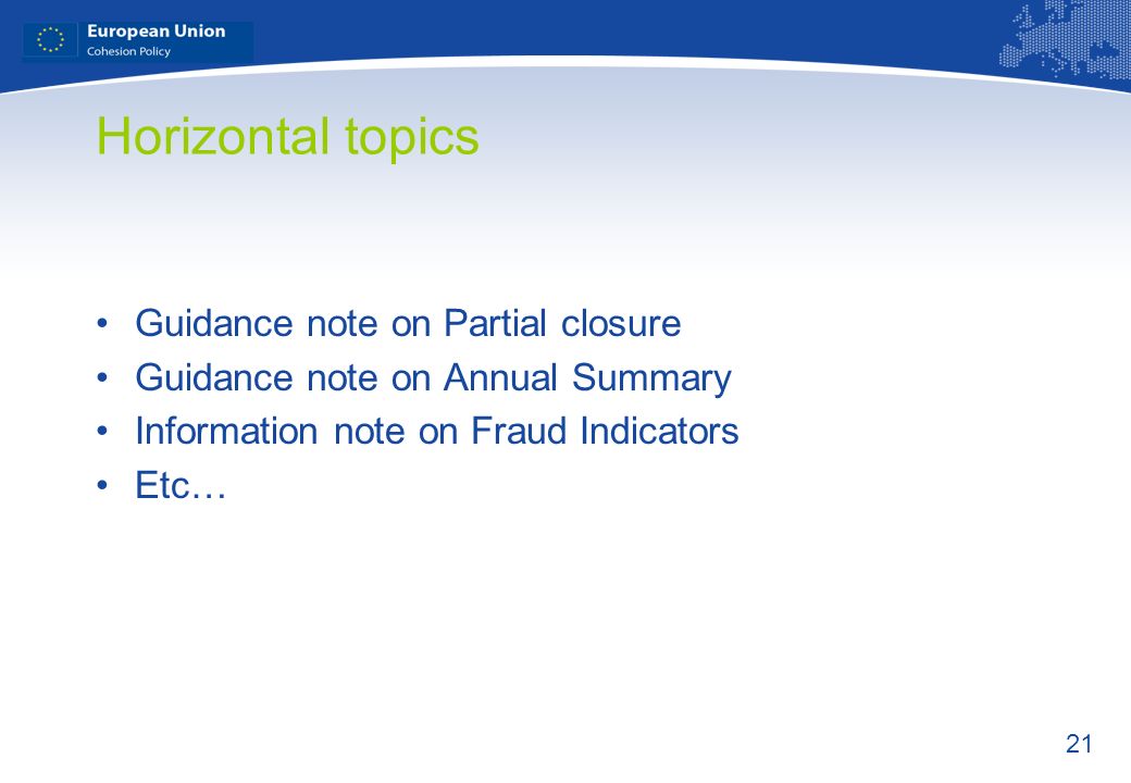 Horizontal topics Guidance note on Partial closure