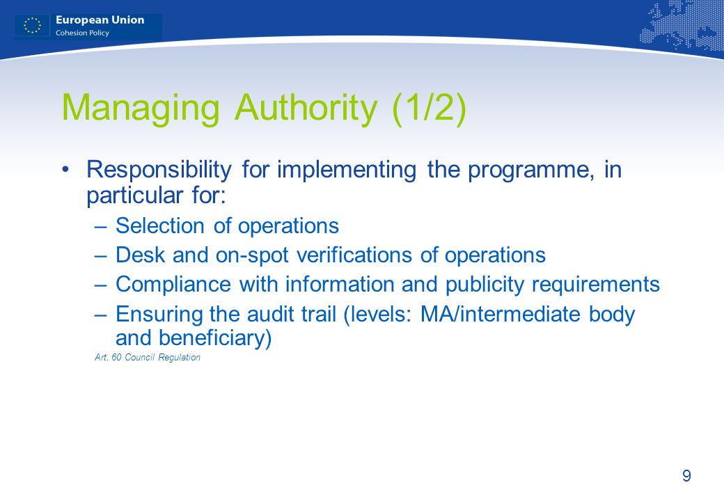 Managing Authority (1/2)