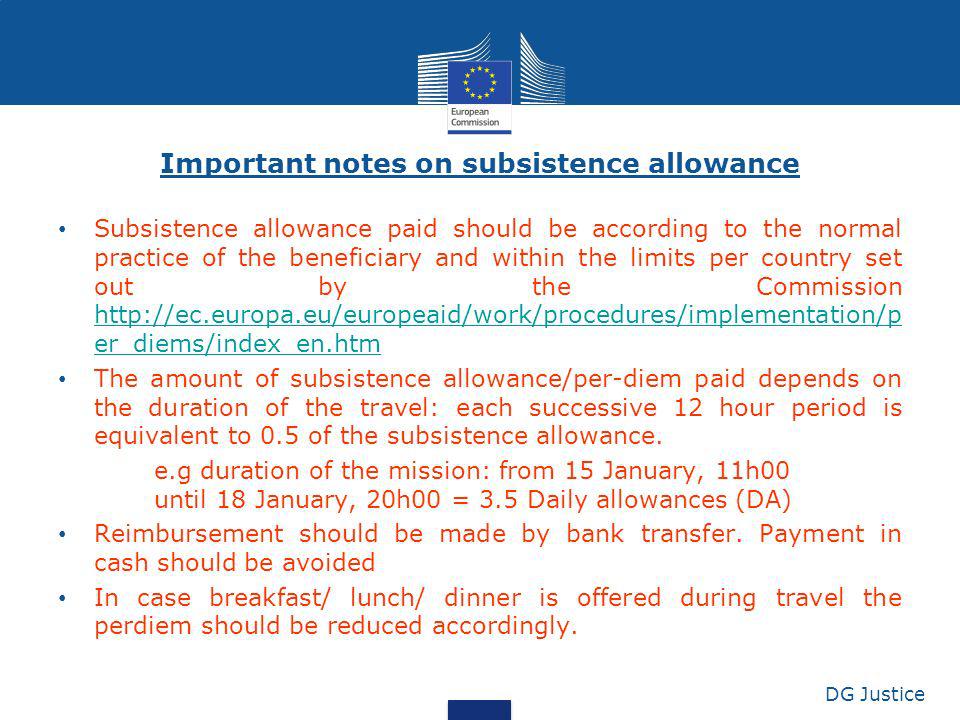 Important notes on subsistence allowance