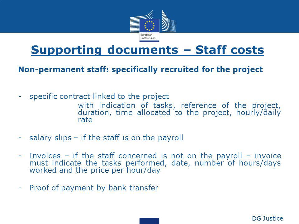 Supporting documents – Staff costs