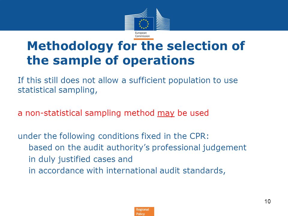 Methodology for the selection of the sample of operations