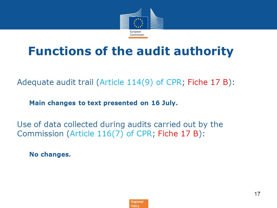 Functions of the audit authority