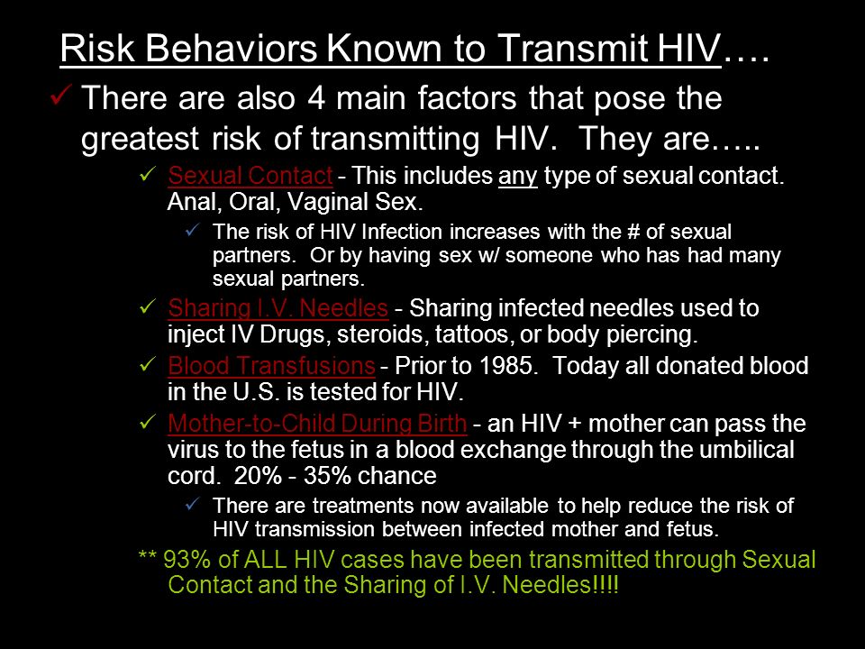 Risk Behaviors Known to Transmit HIV….