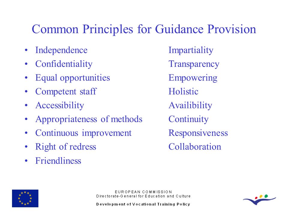 Common Principles for Guidance Provision