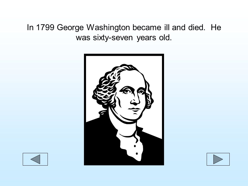 In 1799 George Washington became ill and died