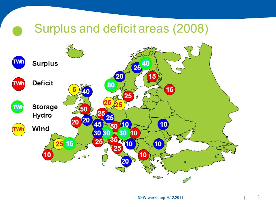 Surplus and deficit areas (2008)