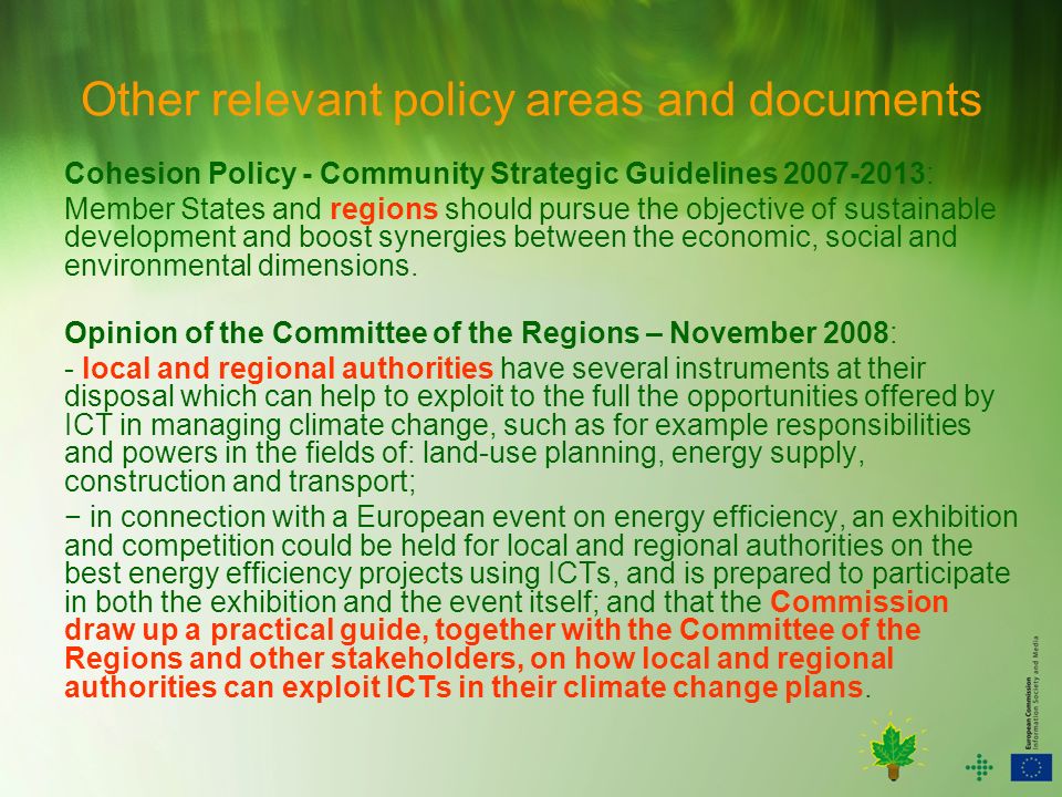 Other relevant policy areas and documents