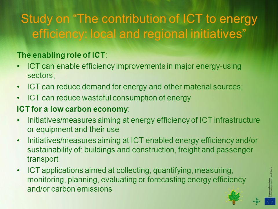 Study on The contribution of ICT to energy efficiency: local and regional initiatives