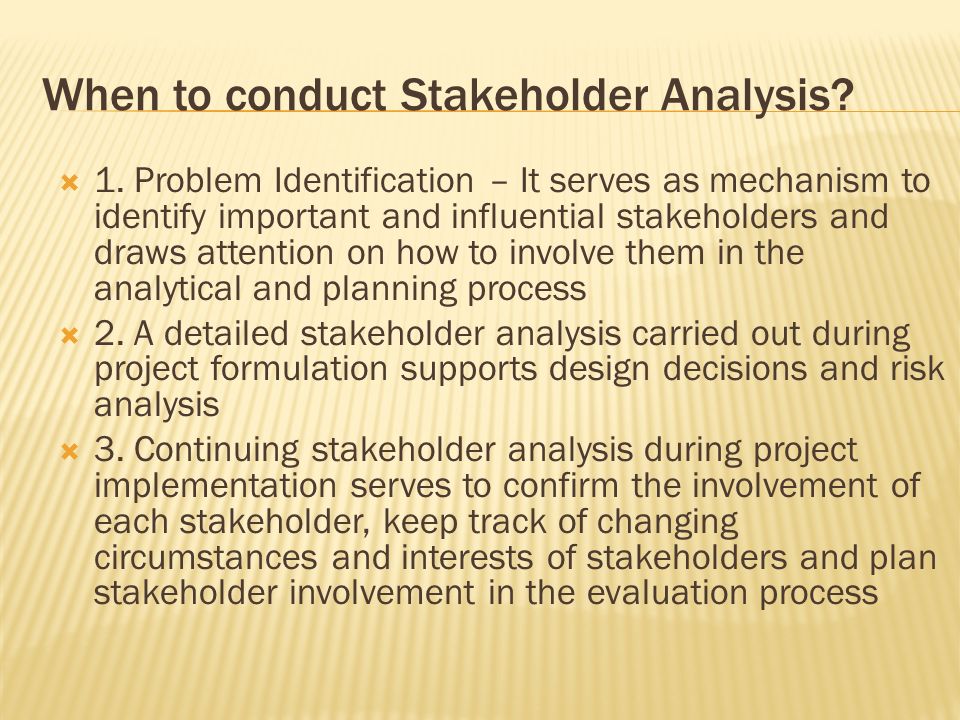 conduct stakeholder analysis