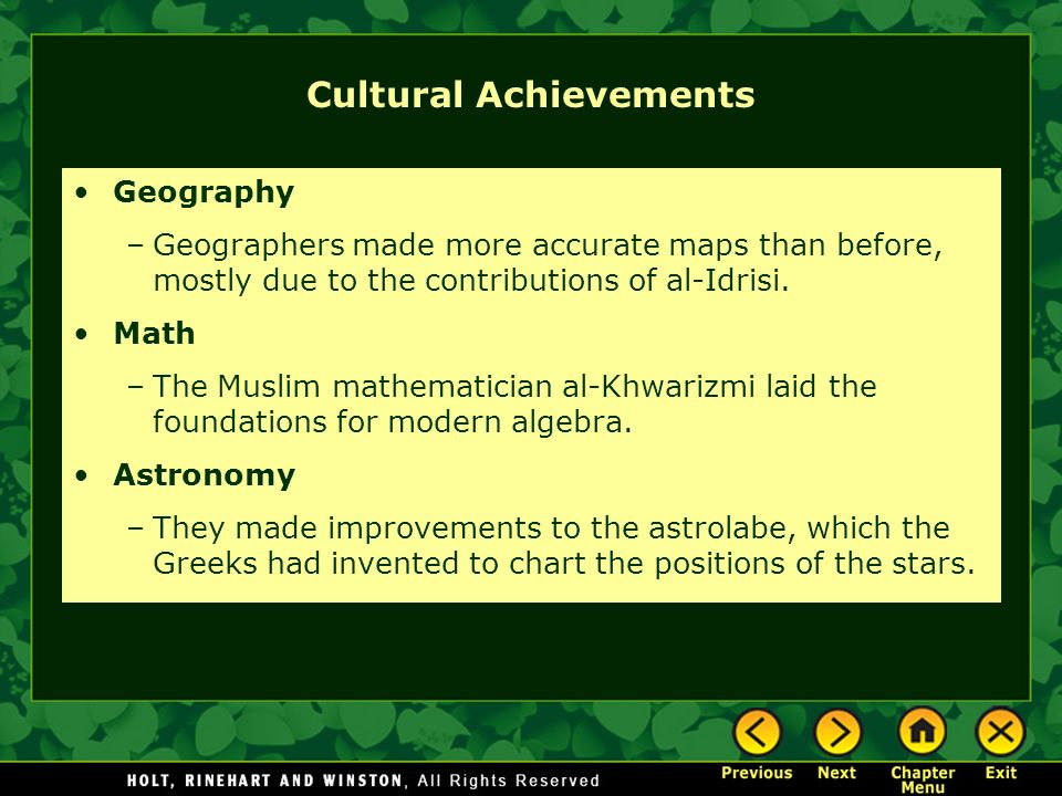 Cultural Achievements