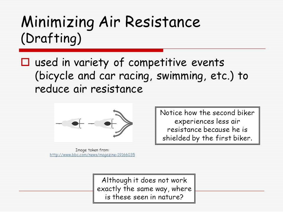 Minimizing Air Resistance (Drafting)