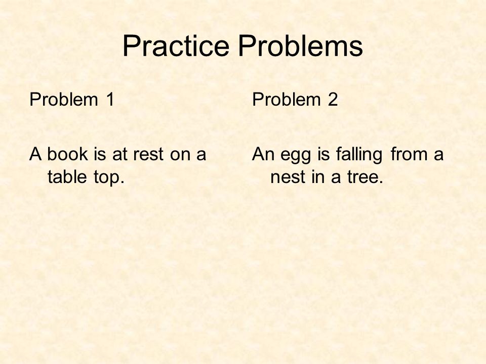 Practice Problems Problem 1 A book is at rest on a table top.