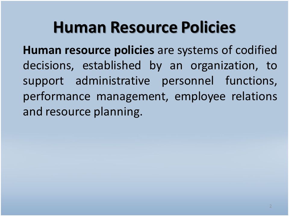 Human Resource Policies