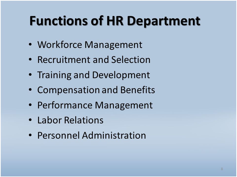 Functions of HR Department