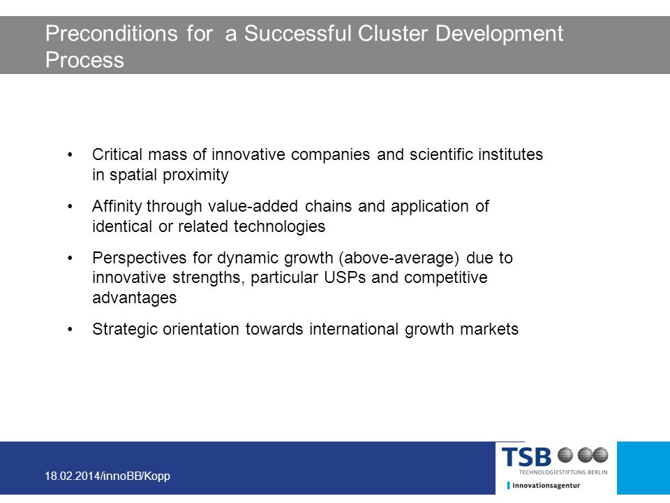 Preconditions for a Successful Cluster Development Process