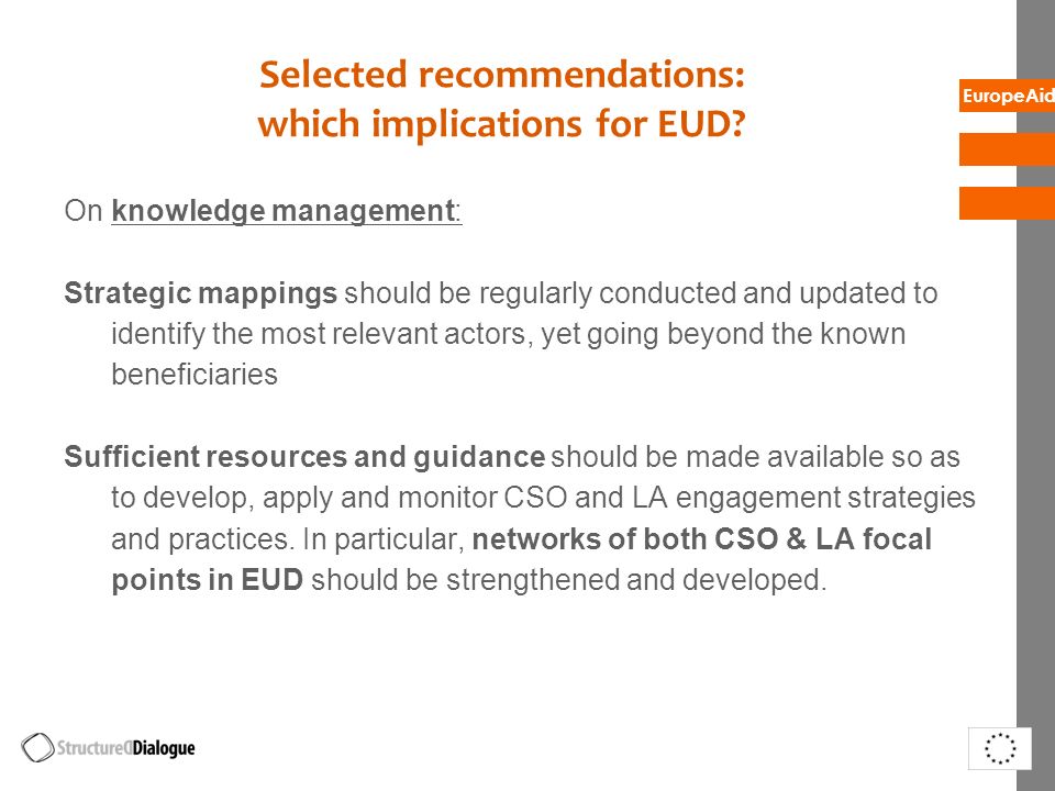 Selected recommendations: which implications for EUD