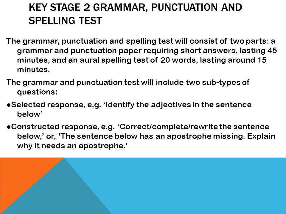 Key Stage 2 grammar, punctuation and spelling test