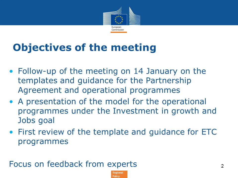 Objectives of the meeting
