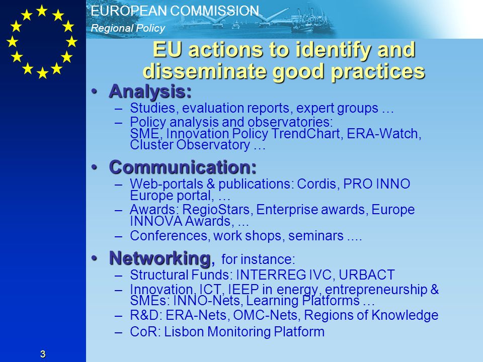 EU actions to identify and disseminate good practices