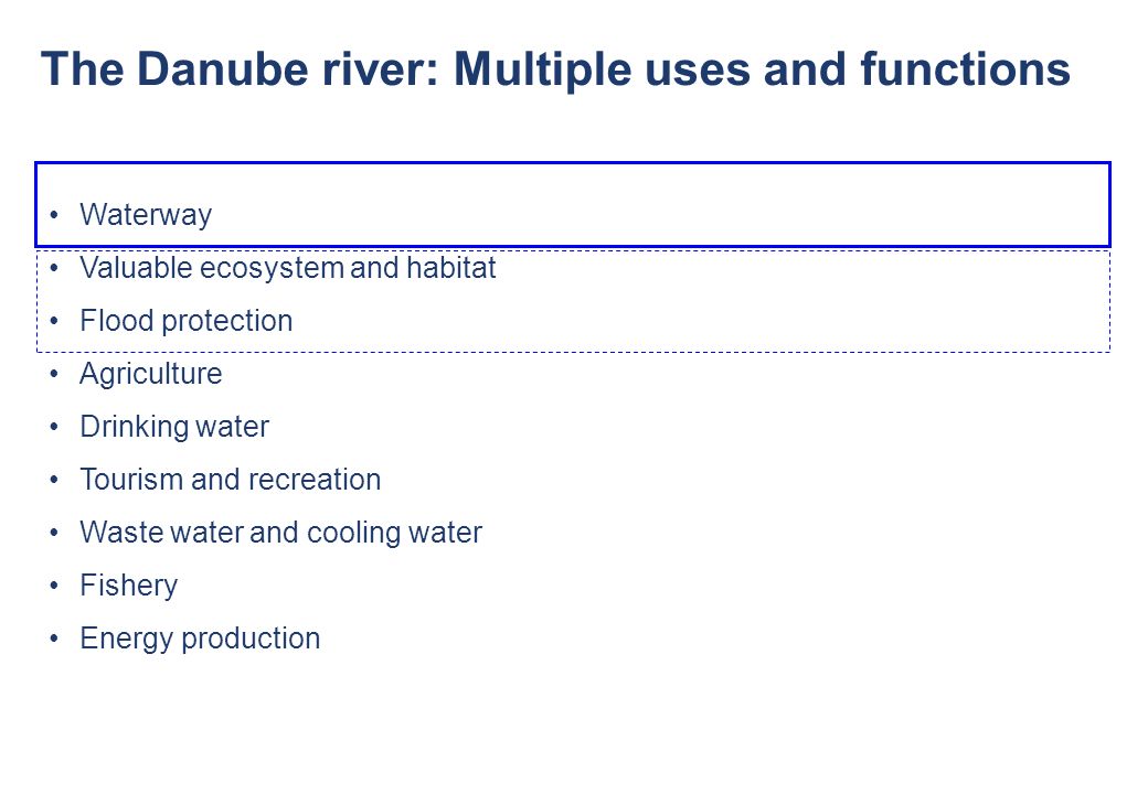 The Danube river: Multiple uses and functions