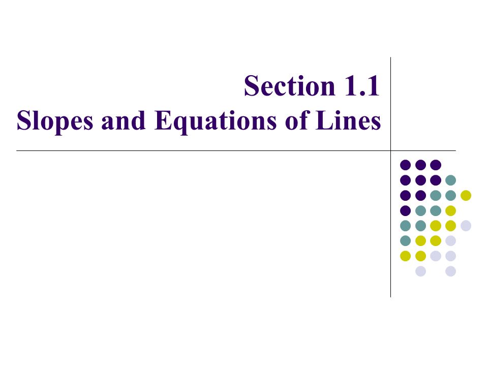 Section 1.1 Slopes and Equations of Lines