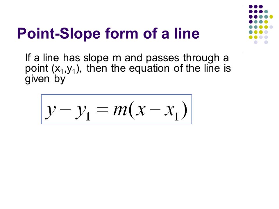 Point-Slope form of a line