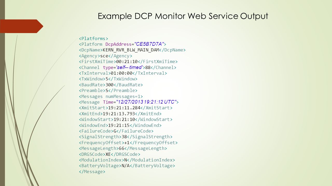 Example DCP Monitor Web Service Output
