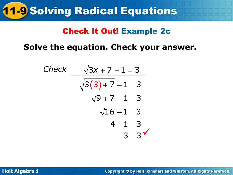  Check It Out! Example 2c Solve the equation. Check your answer.