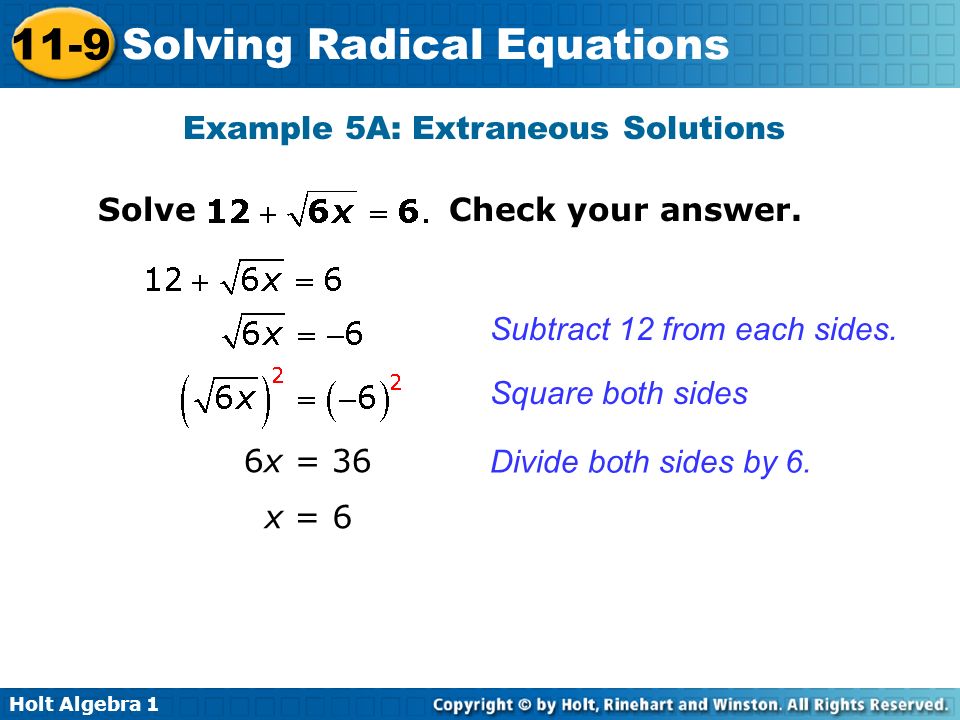 Example 5A: Extraneous Solutions