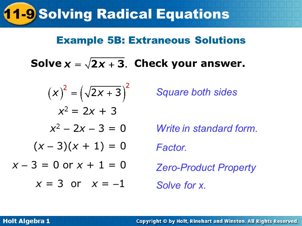Example 5B: Extraneous Solutions