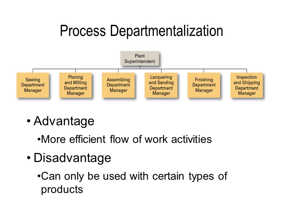 process departmentalization advantages and disadvantages