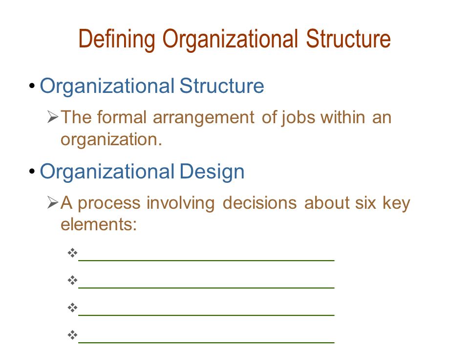 Defining Organizational Structure