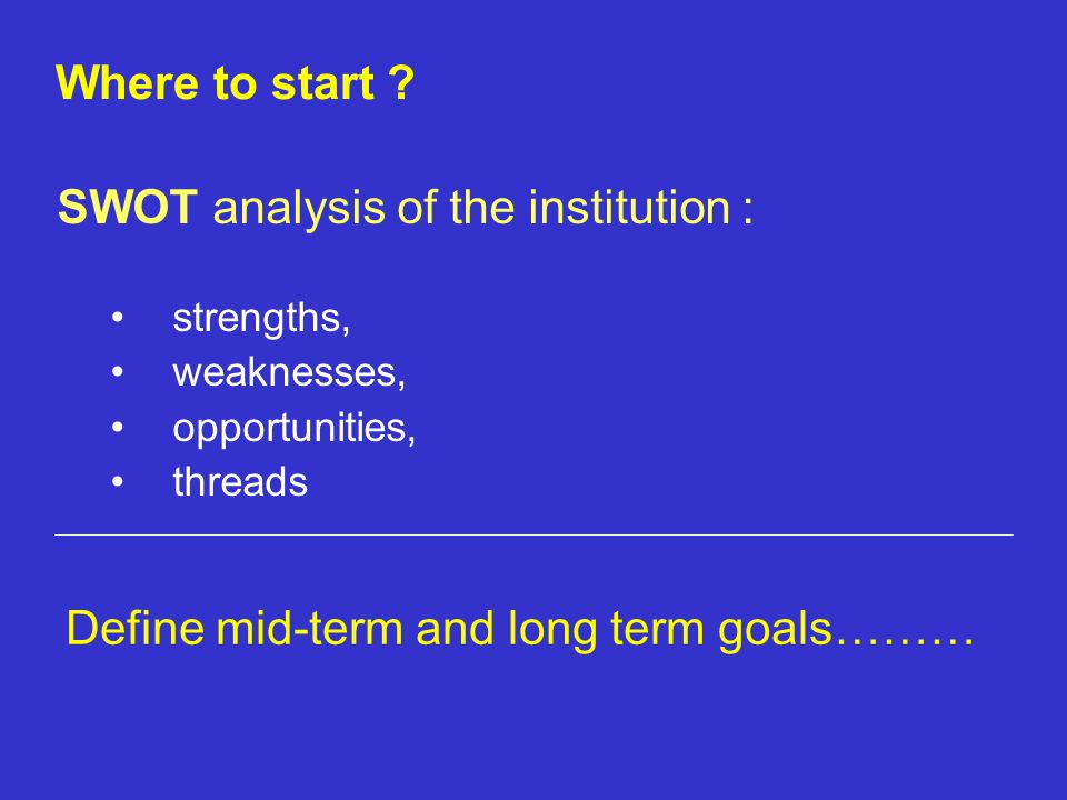 SWOT analysis of the institution :