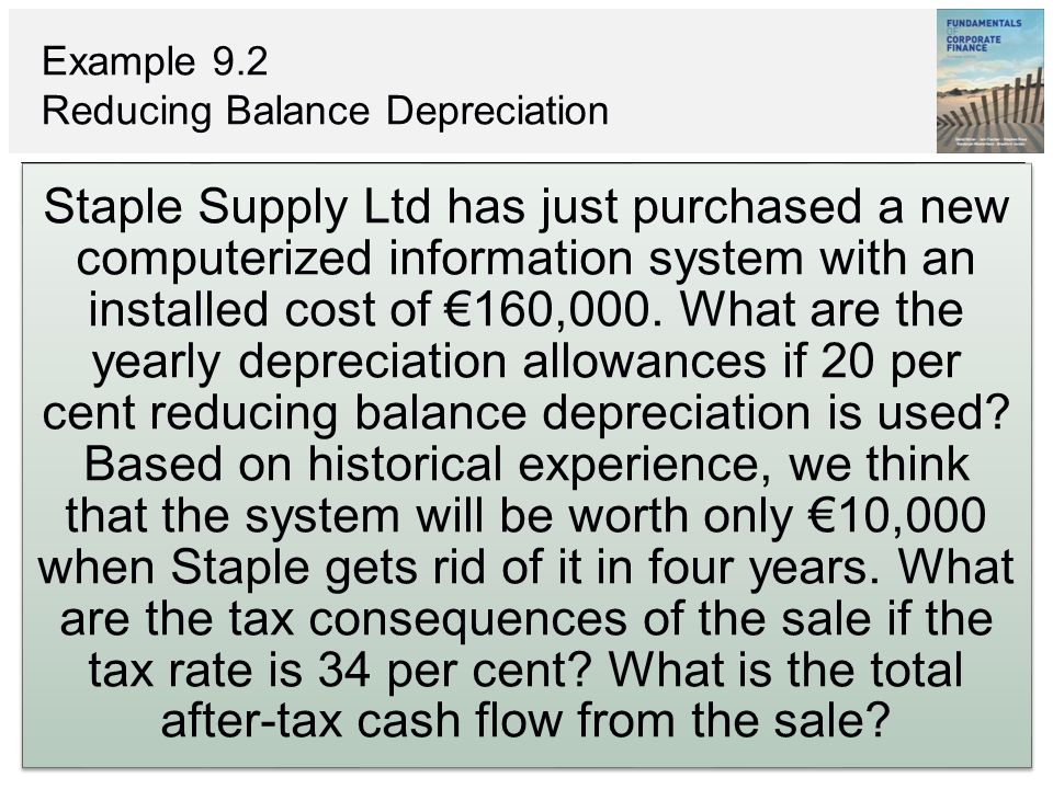 Example 9.2 Reducing Balance Depreciation