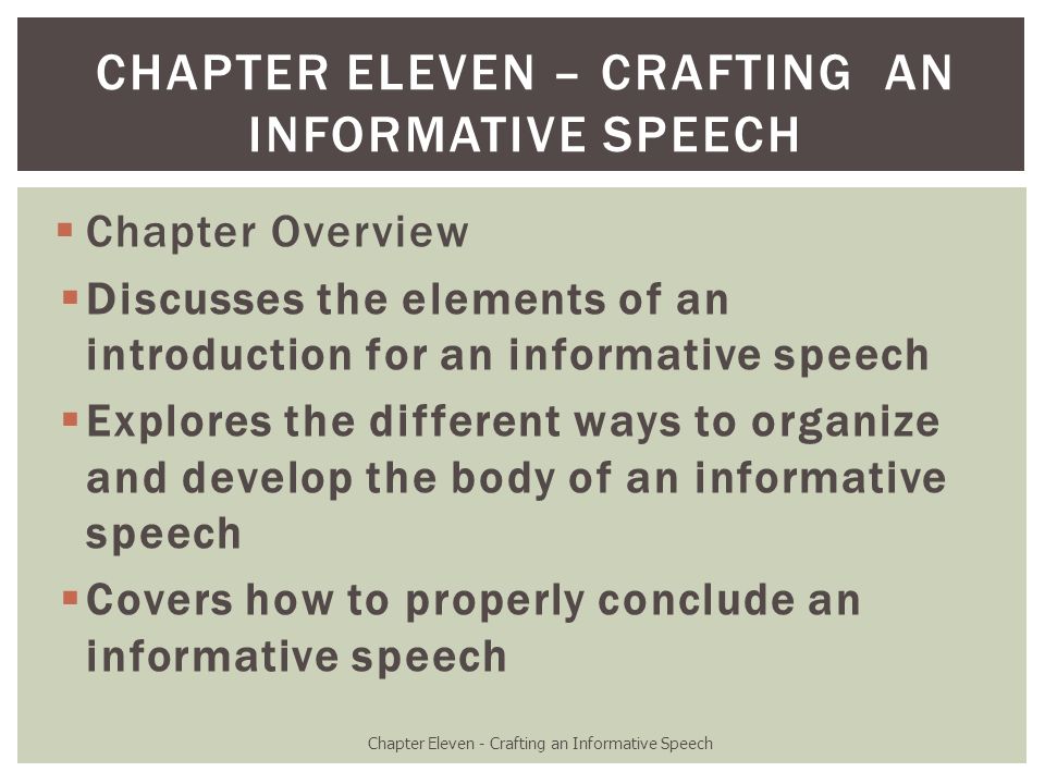 Chapter eleven – Crafting an Informative Speech