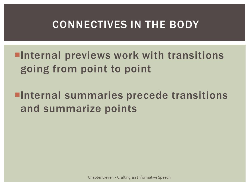 Connectives in the Body