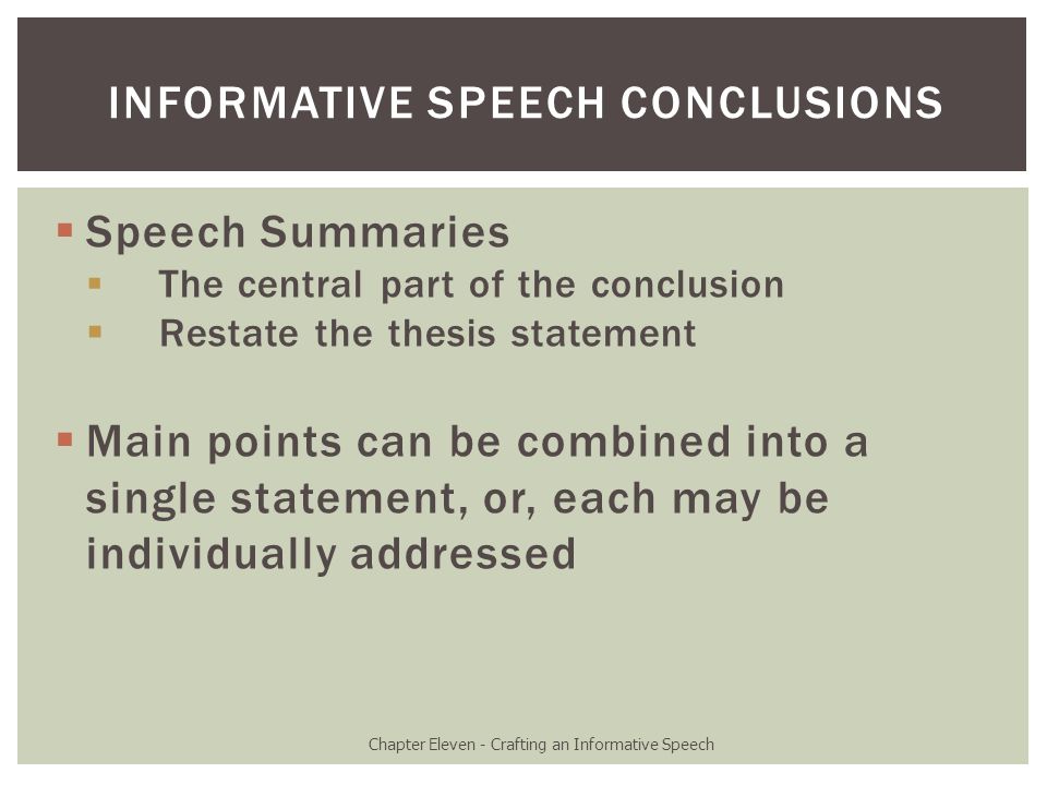 Informative Speech Conclusions