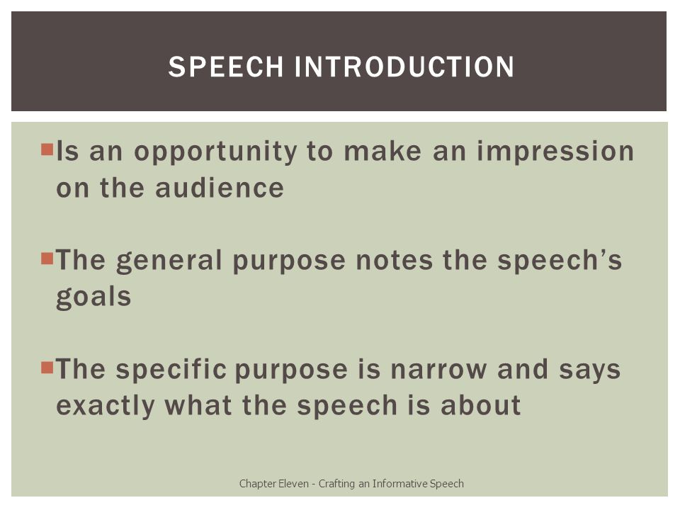Chapter Eleven - Crafting an Informative Speech