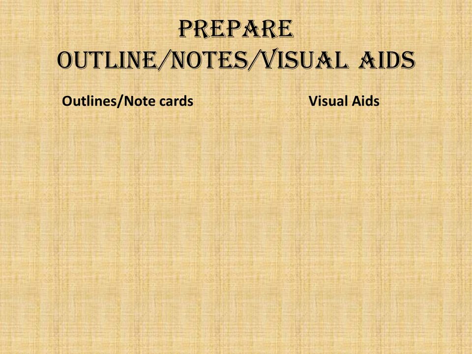 Prepare outline/Notes/visual aids