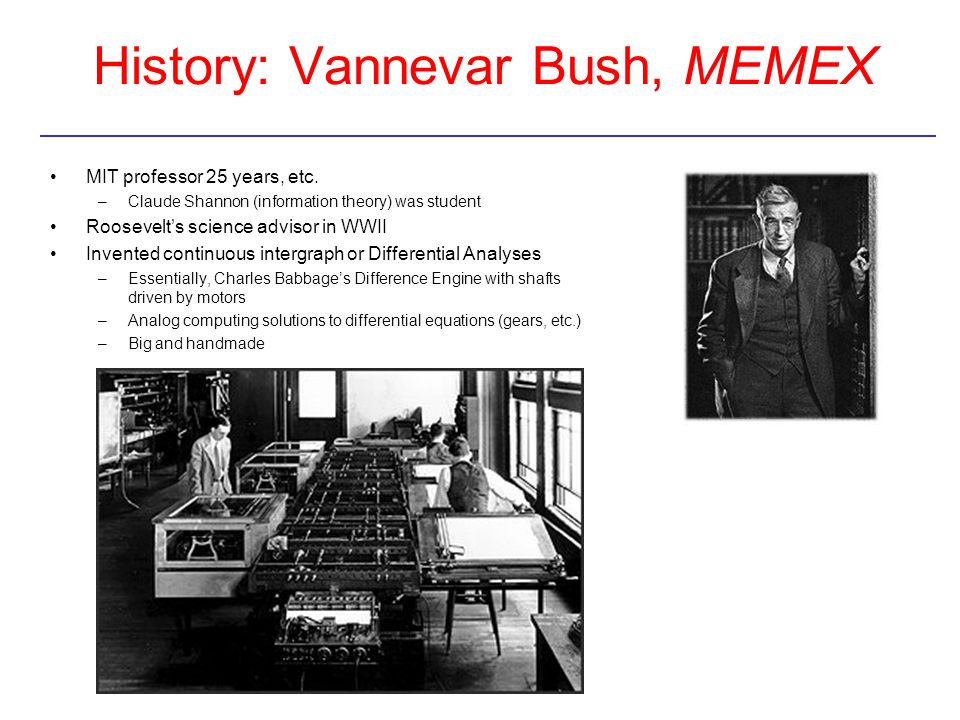 History: Vannevar Bush, MEMEX