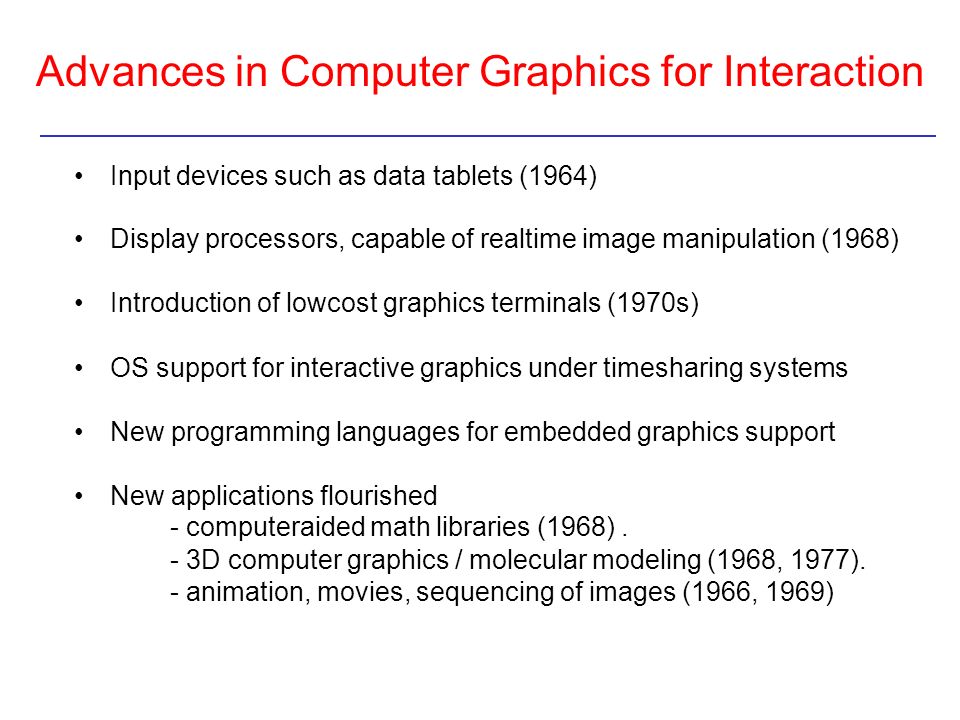 Advances in Computer Graphics for Interaction