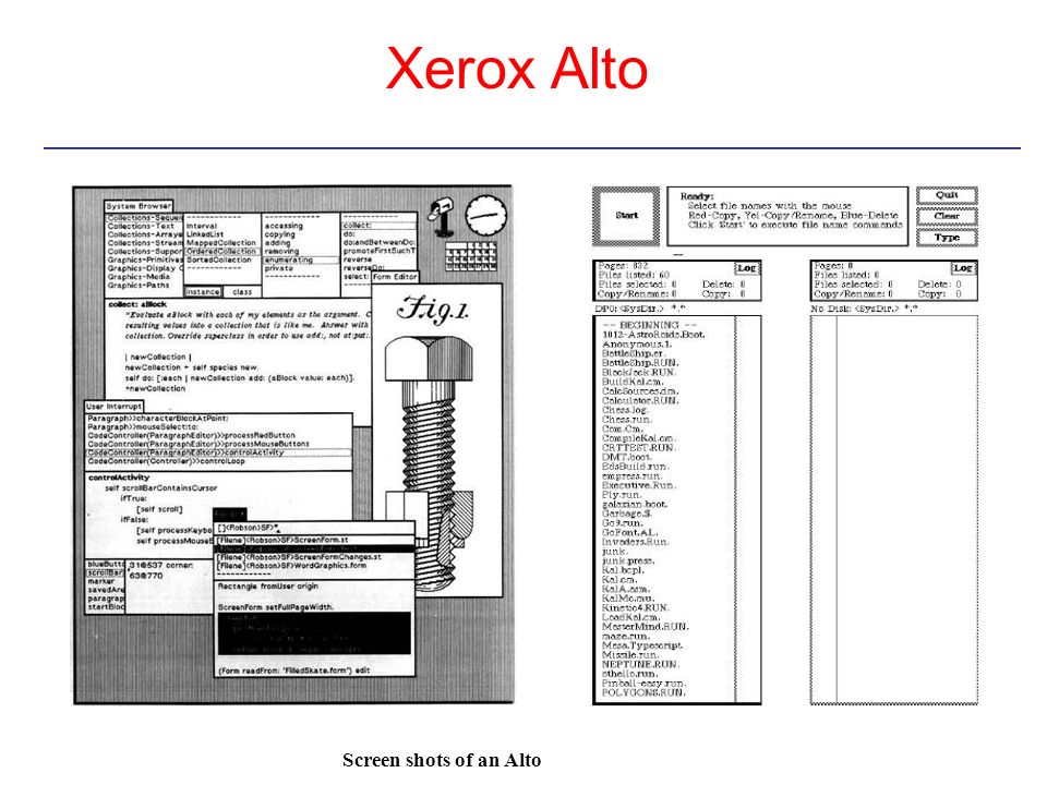 Xerox Alto Screen shots of an Alto