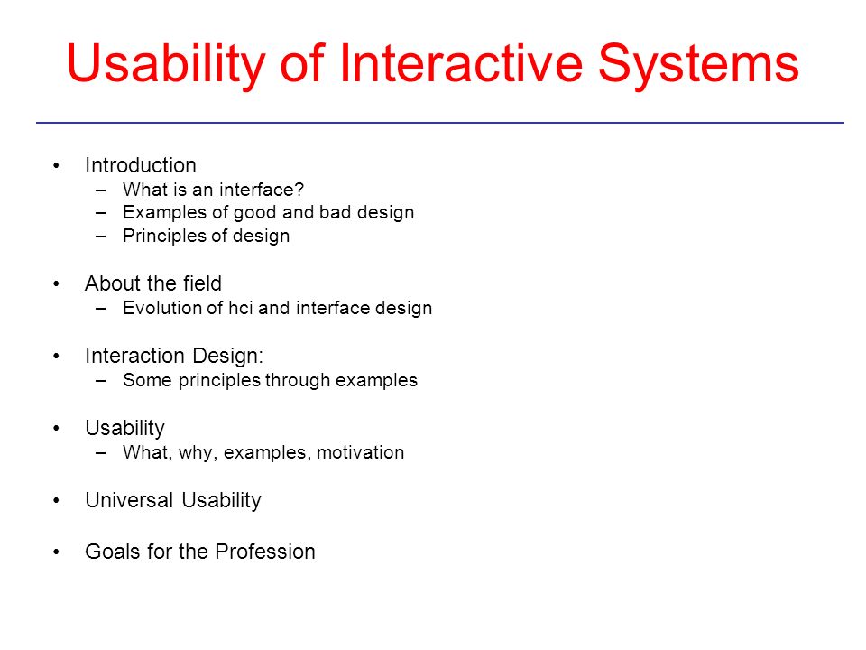 Usability of Interactive Systems
