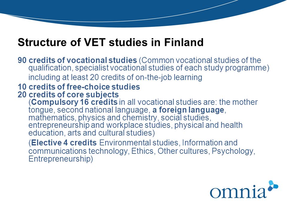 Structure of VET studies in Finland